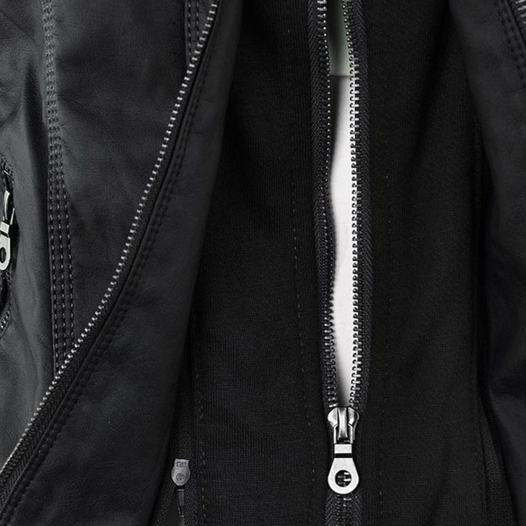 Elina | Wetterfeste Damen Lederjacke mit Abnehmbarer Kapuze