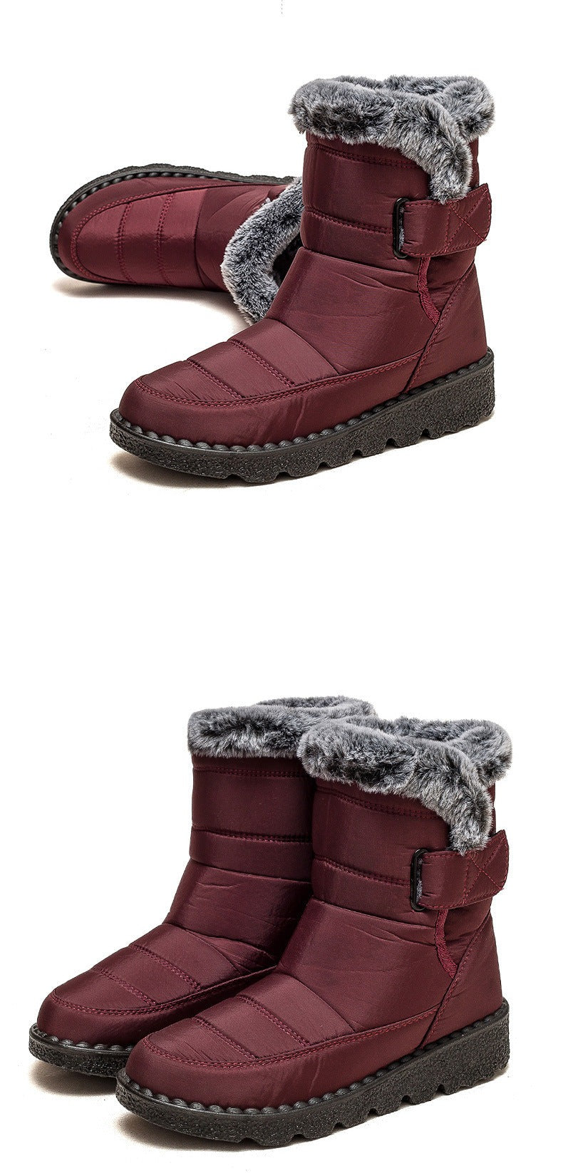 Damen Winter Schneestiefel – Warm gefüttert – Bequeme Rutschfeste Stiefeletten – Wasserdichte Outdoor Laufplattform-Schuhe