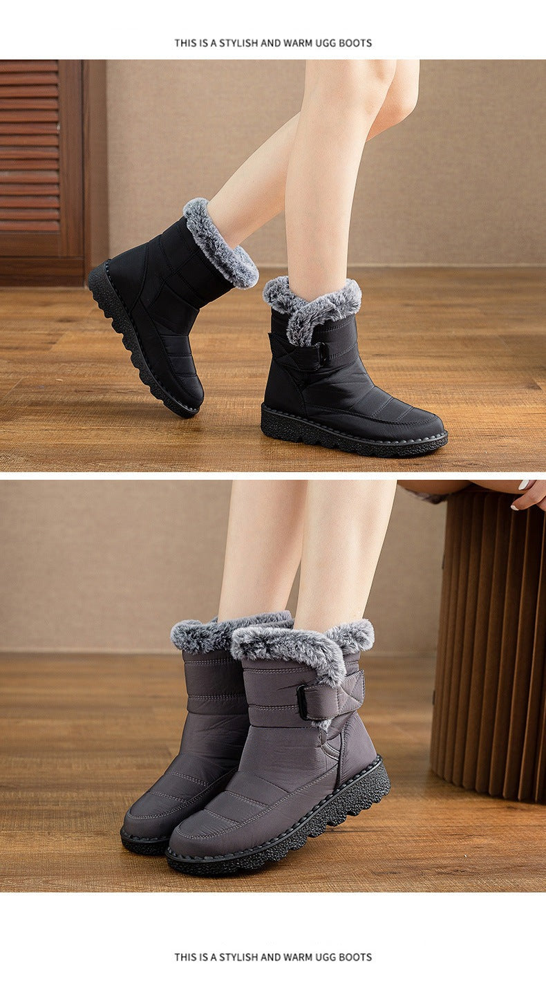 Damen Winter Schneestiefel – Warm gefüttert – Bequeme Rutschfeste Stiefeletten – Wasserdichte Outdoor Laufplattform-Schuhe