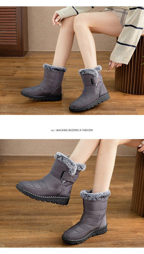 Damen Winter Schneestiefel – Warm gefüttert – Bequeme Rutschfeste Stiefeletten – Wasserdichte Outdoor Laufplattform-Schuhe