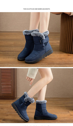 Damen Winter Schneestiefel – Warm gefüttert – Bequeme Rutschfeste Stiefeletten – Wasserdichte Outdoor Laufplattform-Schuhe
