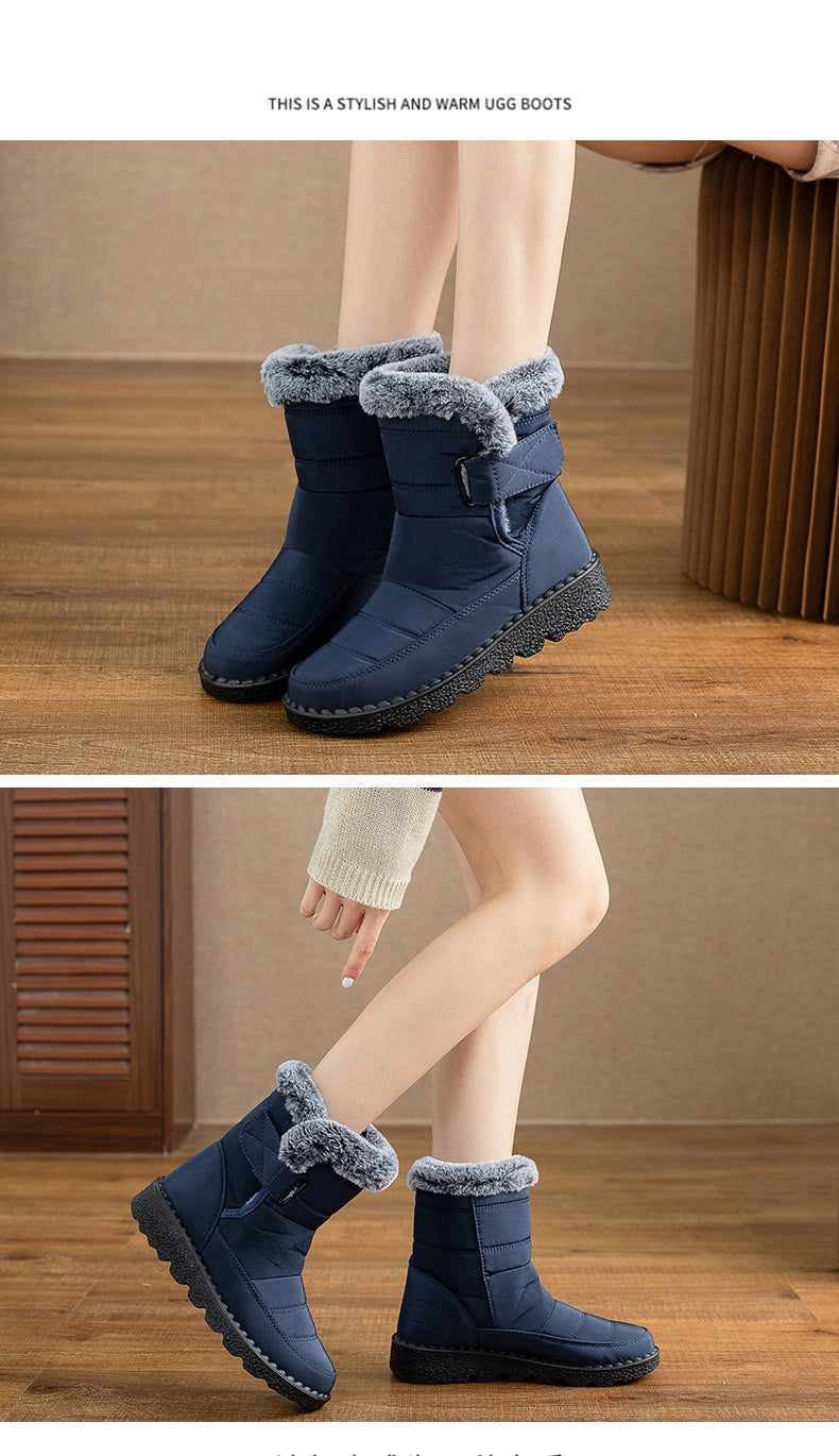 Damen Winter Schneestiefel – Warm gefüttert – Bequeme Rutschfeste Stiefeletten – Wasserdichte Outdoor Laufplattform-Schuhe