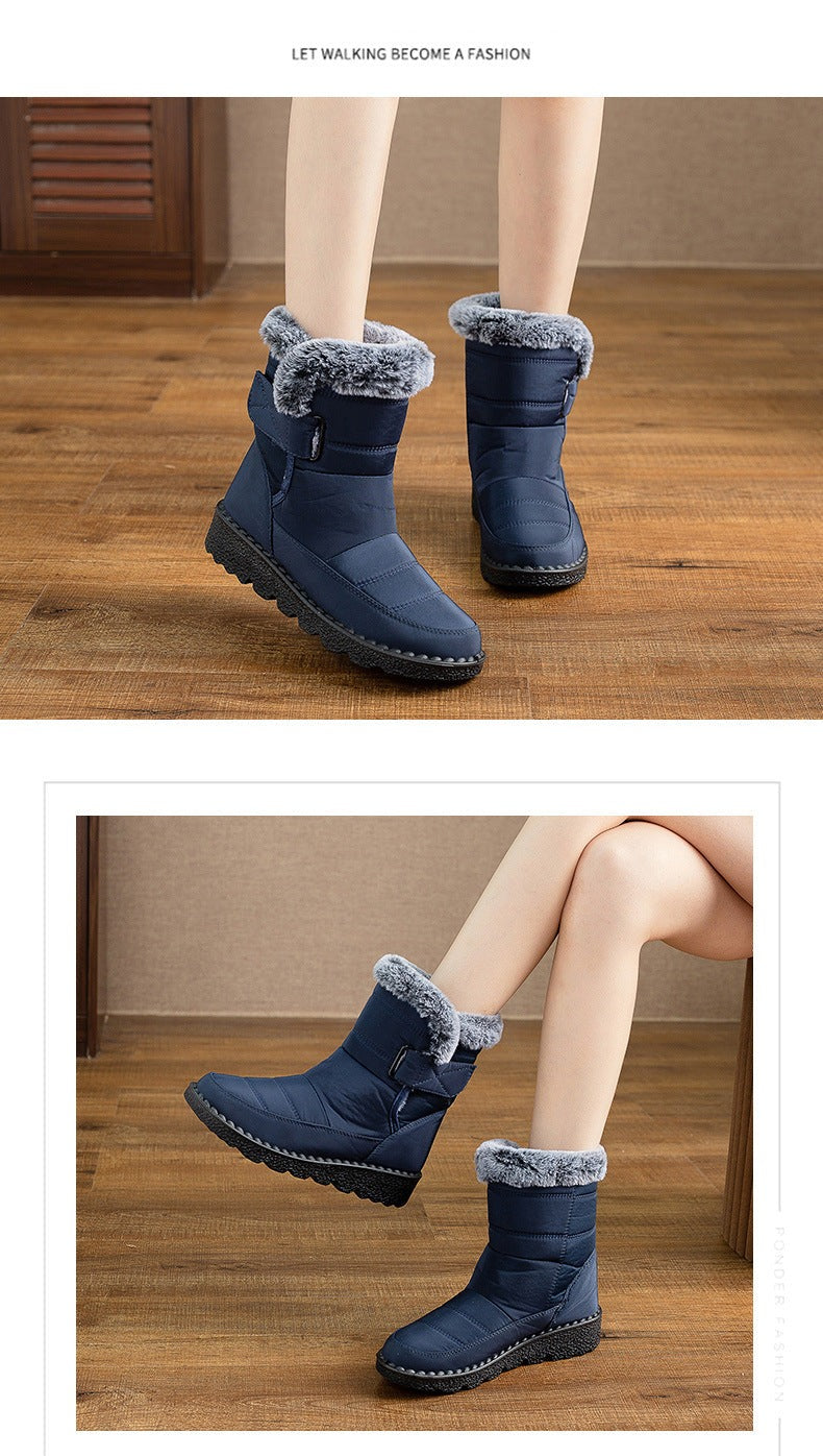 Damen Winter Schneestiefel – Warm gefüttert – Bequeme Rutschfeste Stiefeletten – Wasserdichte Outdoor Laufplattform-Schuhe