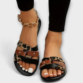 Luna | Sandalen Mit Kreuzriemen & Leopardmuster
