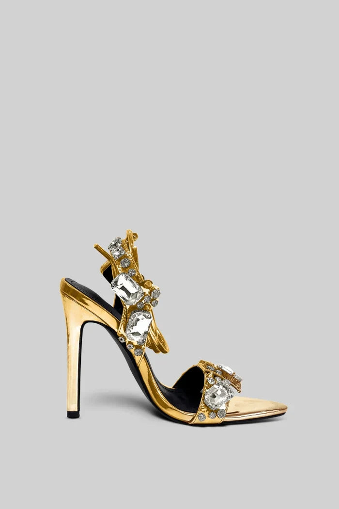 Ghia | Elegante Strass High Heels - Gold
