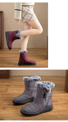 Damen Winter Schneestiefel – Warm gefüttert – Bequeme Rutschfeste Stiefeletten – Wasserdichte Outdoor Laufplattform-Schuhe