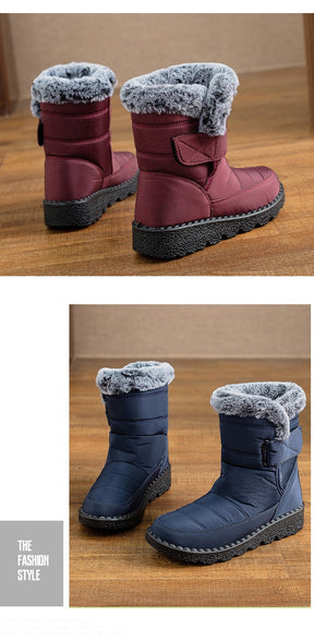 Damen Winter Schneestiefel – Warm gefüttert – Bequeme Rutschfeste Stiefeletten – Wasserdichte Outdoor Laufplattform-Schuhe