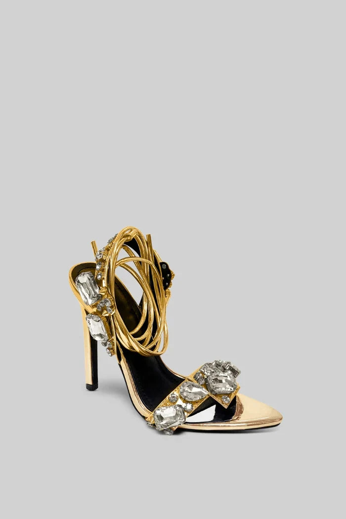Ghia | Elegante Strass High Heels - Gold