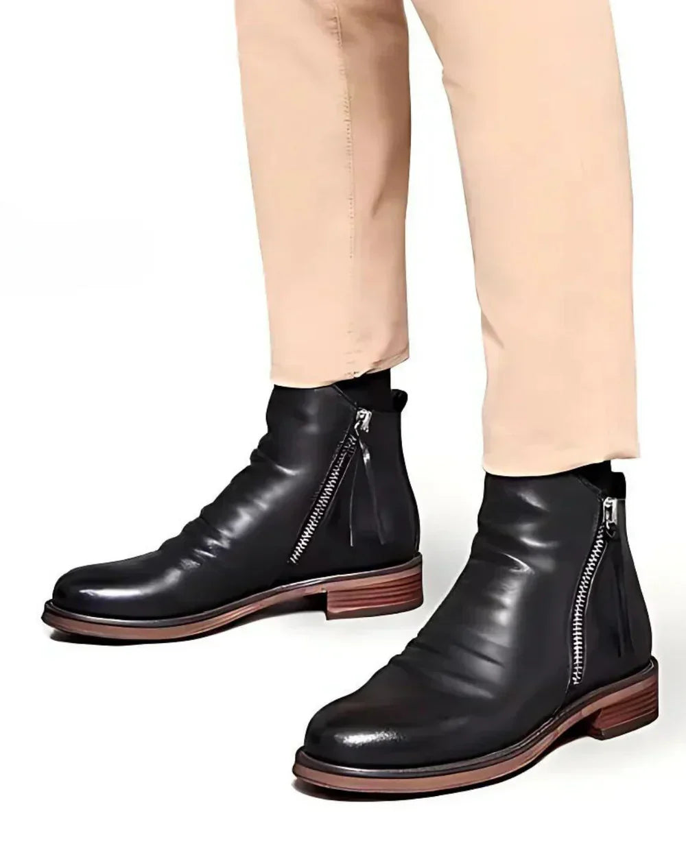 Jam | Elegante Lederstiefeletten Mit Seitlichem Reißverschluss