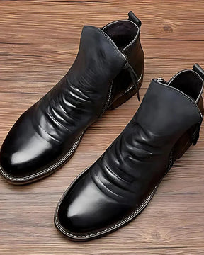 Jam | Elegante Lederstiefeletten Mit Seitlichem Reißverschluss
