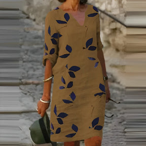 Bea | Sommerkleid Mit Blätterprint Und Femininer Silhouette