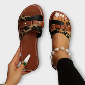Luna | Sandalen Mit Kreuzriemen & Leopardmuster