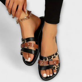 Luna | Sandalen Mit Kreuzriemen & Leopardmuster