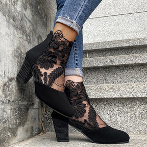 Mia Schnürstiefeletten | Elegante Florale Spitze