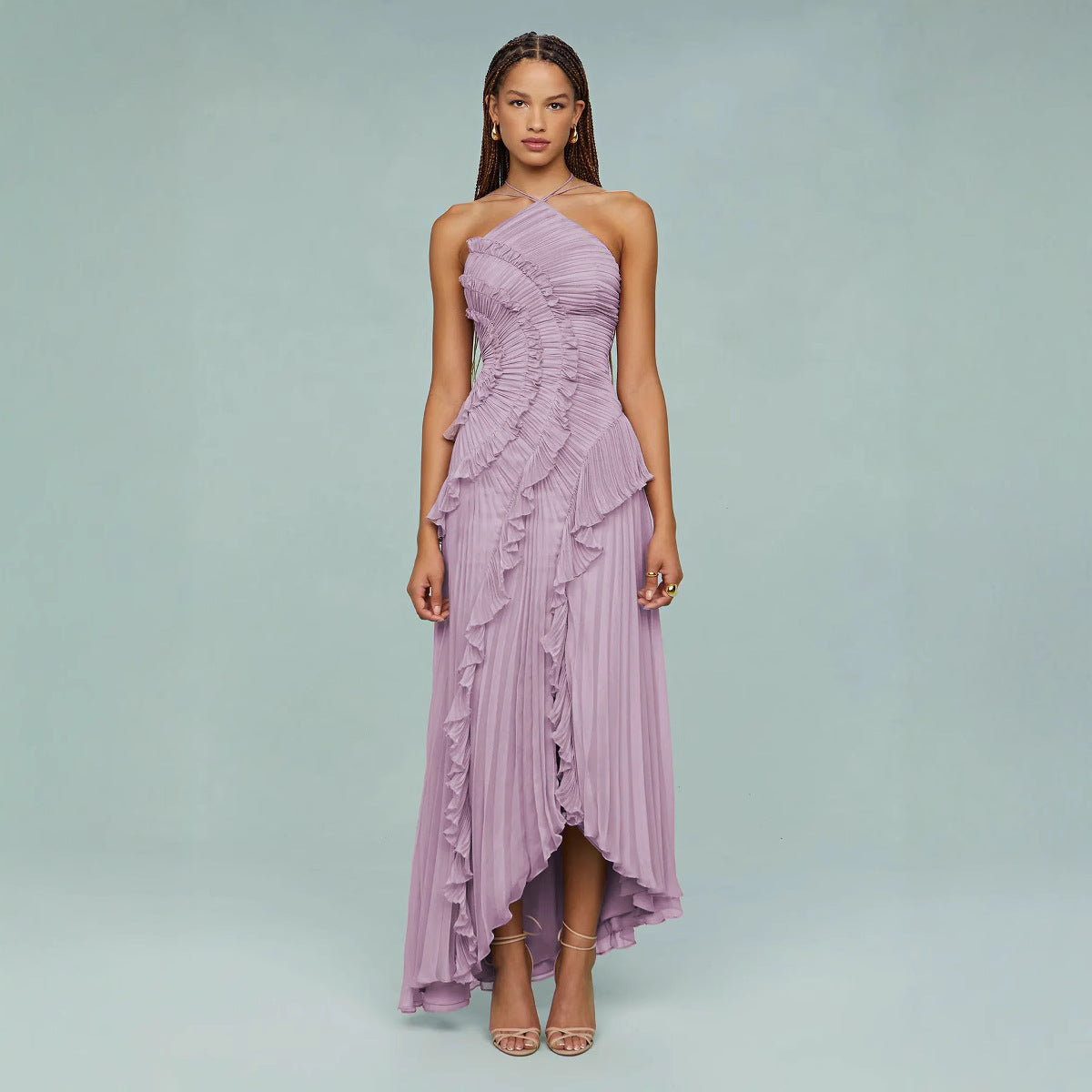 Damen Lockeres Flieder Kleid | Midi
