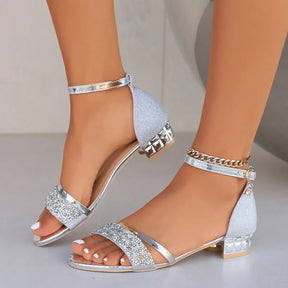 Jolina | Glitzer-Sandalette - Glamour & Komfort