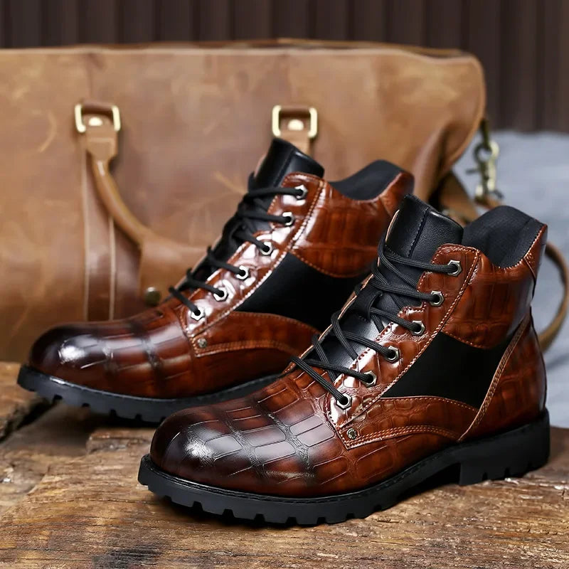 Matteo Boots | Luxuriöses Krokoprägtes Leder