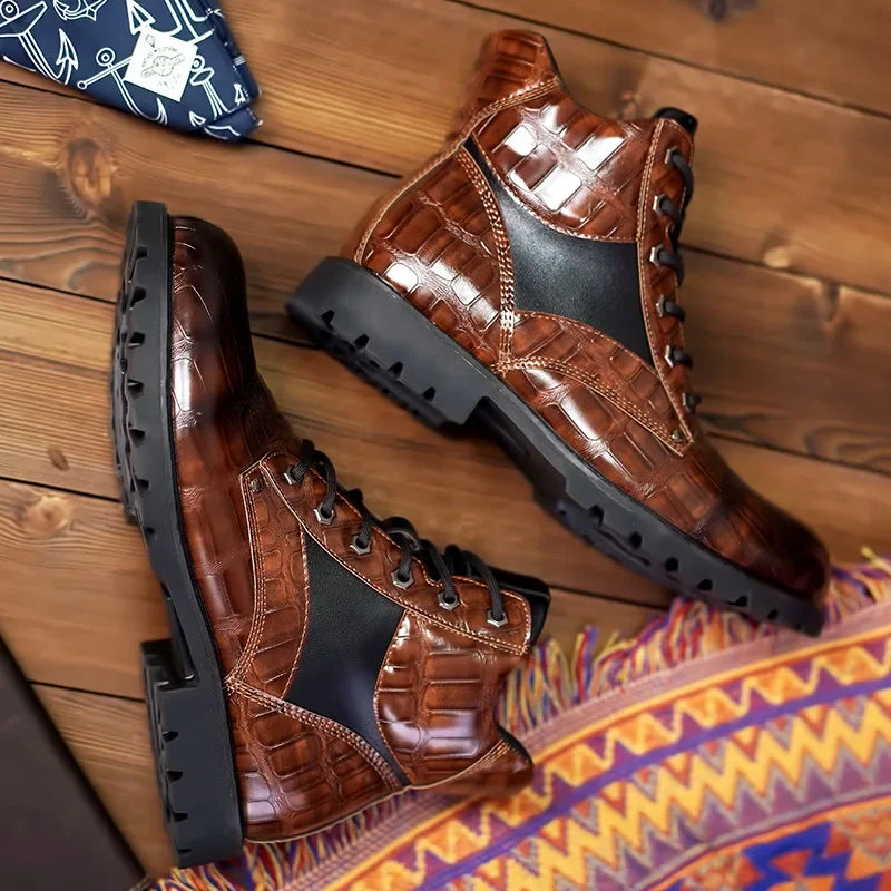 Matteo Boots | Luxuriöses Krokoprägtes Leder