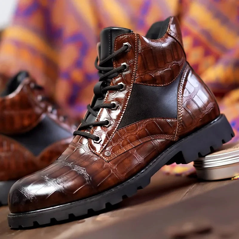 Matteo Boots | Luxuriöses Krokoprägtes Leder