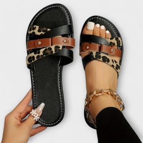 Luna | Sandalen Mit Kreuzriemen & Leopardmuster