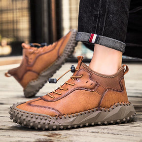 Baskets Décontractées En Cuir Cousues À La Main Pour Hommes
