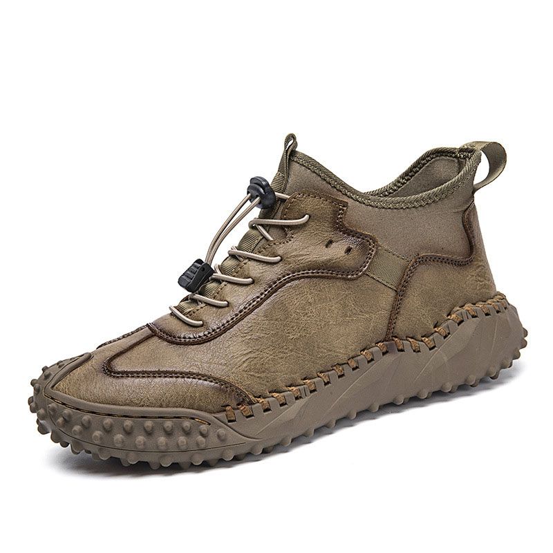 Baskets Décontractées En Cuir Cousues À La Main Pour Hommes