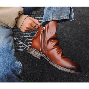 Jam | Elegante Lederstiefeletten Mit Seitlichem Reißverschluss